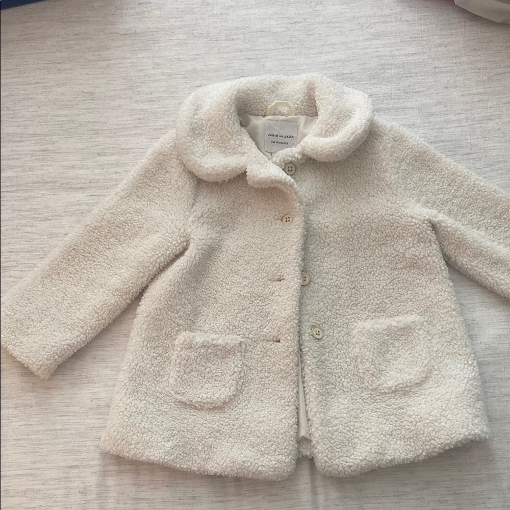 Janie and Jack White Pea Coat Plush Textured Fabric
